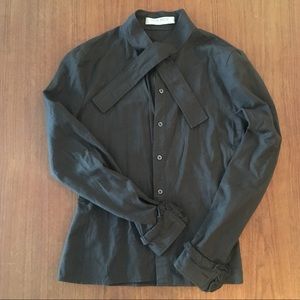 Miu Miu brown wool secretary blouse